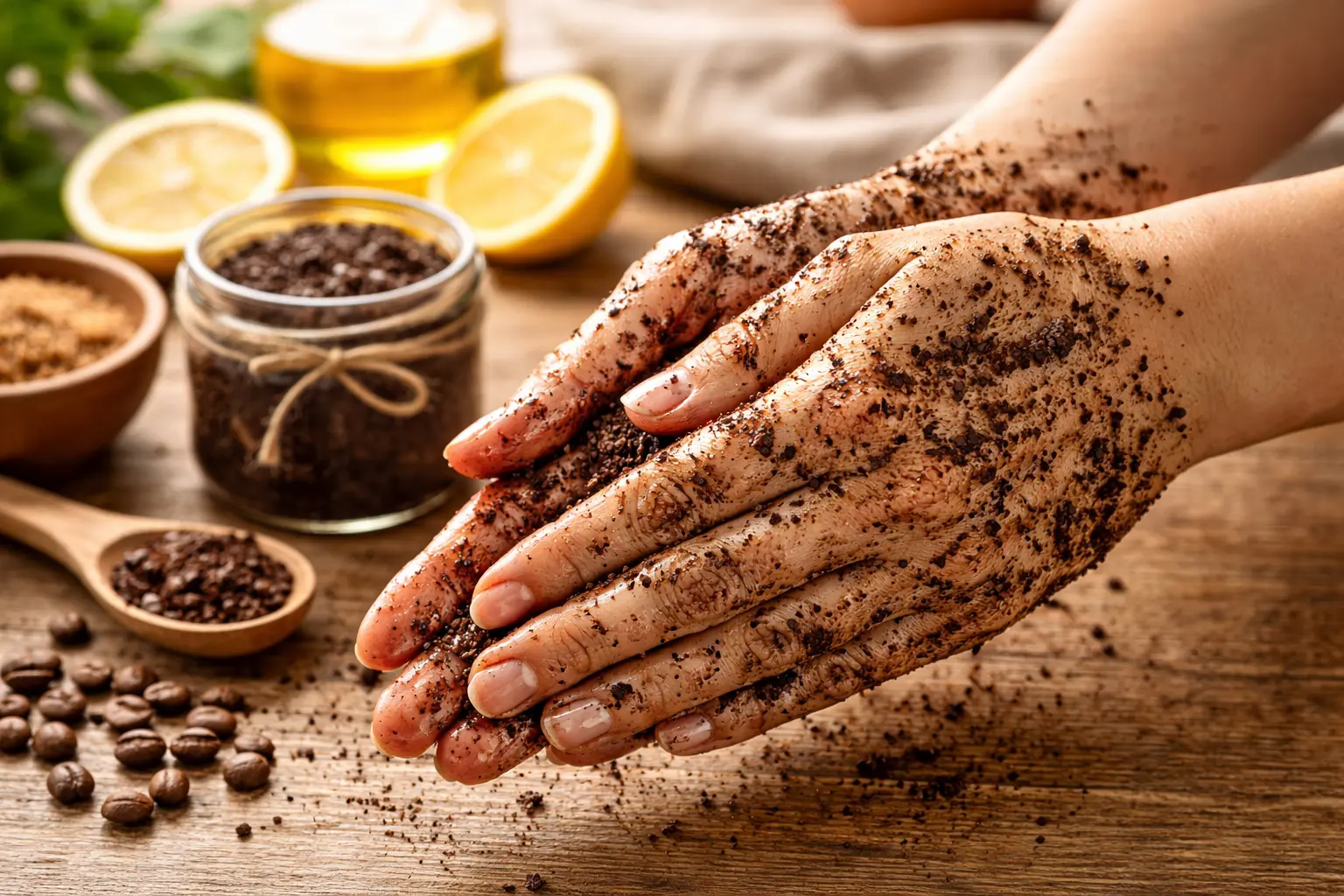 ကိုယ်တိုင်ပြုလုပ်နိုင်တဲ့ homemade ကော်ဖီ scrub